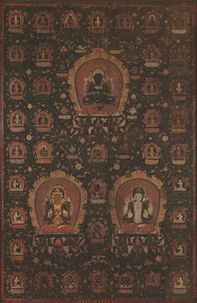 Mandala van Vajradhara, Manjushri en Sadakshari-Lokeshvara door Unbekannt