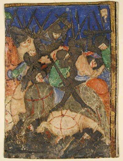 Manuscriptfragment met een scène uit de Hebreeuwse Schrift, ... het leven van koning David, ca. 1400 door Unbekannt
