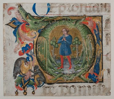 Manuscriptverlichting met initiaal Q, uit een koorboek, eerste helft 15e eeuw door Unbekannt