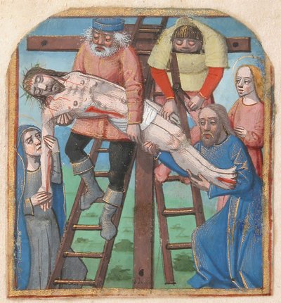 Manuscript Verlichting met de Kruisafneming, uit een Getijdenboek door Unbekannt