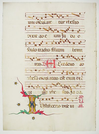 Manuscriptblad met Initiaal I, uit een Antifonarium, Italiaans, 15e eeuw door Unbekannt
