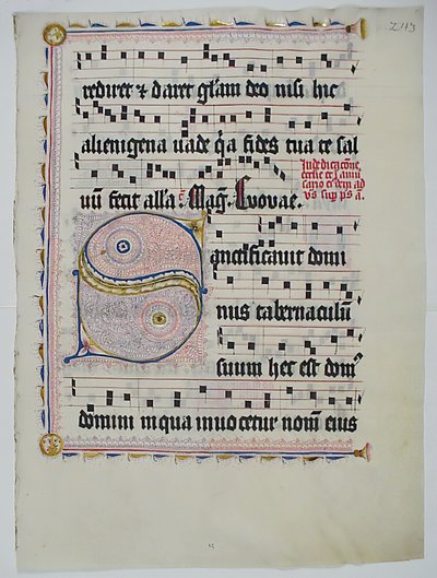 Manuscriptblad met initiaal S, uit een antifonarium, Duits, tweede kwart 15e eeuw door Unbekannt