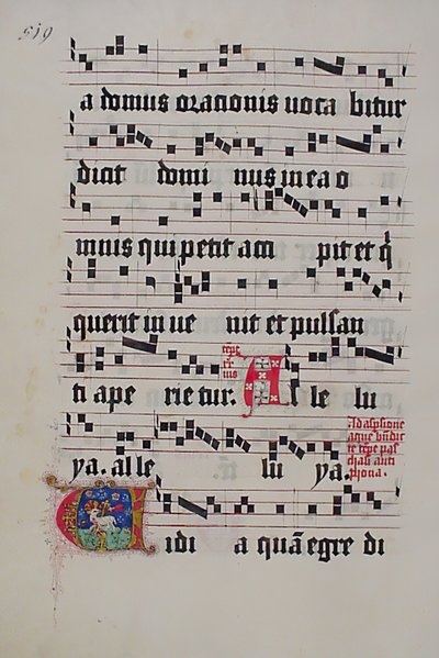 Manuscriptblad met Initiaal V, uit een Graduale, Duits door Unbekannt