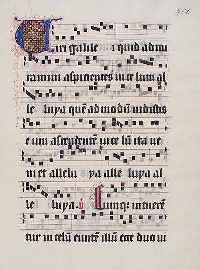 Manuscriptblad met initiaal V, uit een Graduale, Duits door Unbekannt