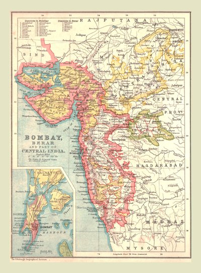 Kaart van Bombay, Berar en een deel van Centraal-India, 1902 door Unbekannt