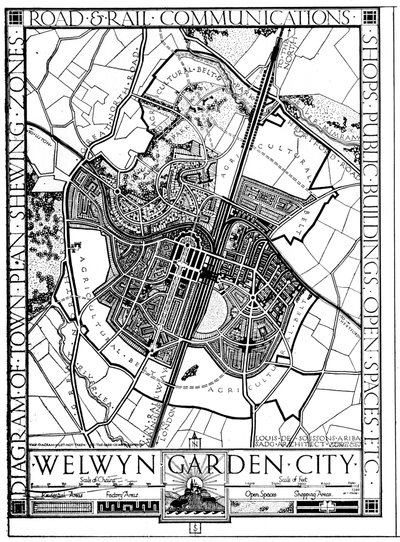 Kaart van Welwyn Garden City, Hertfordshire, Engeland door Unbekannt