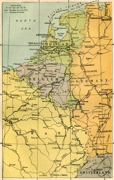 Kaart van de Belgische Grens met Forten, 1919 door Unbekannt