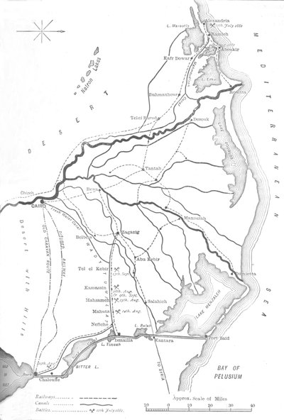 Kaart van de delta van de Nijl, strategische punten in de Egyptische campagne, 1882 door Unbekannt