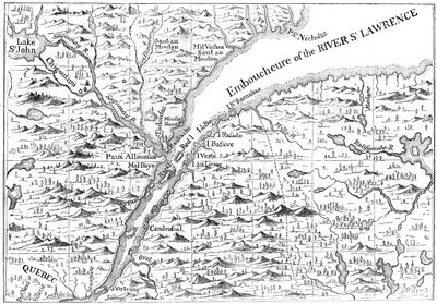 Kaart van de loop van de rivier de St. Lawrence tot Quebec, 1730 c1880 door Unbekannt