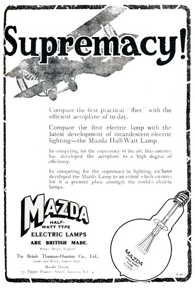 Mazda Half-Watt Type Elektrische Lampen Advertentie, 1919 door Unbekannt