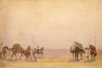 Mannen met kamelen en paarden, onderdeel van het panorama van Londen naar Hong Kong door Unbekannt