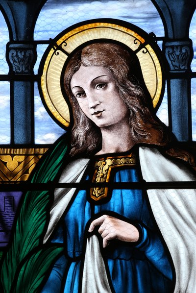 Mezilles kerk. Glas-in-loodraam. Sint Eliane door Unbekannt