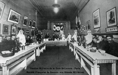 Militaire kantine, Gare St Lazare, Parijs, Eerste Wereldoorlog, 1914-1918 door Unbekannt
