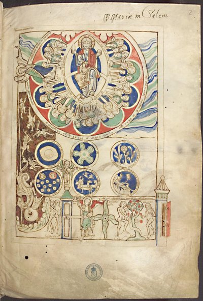 Miniatuur Initium creaturae dei uit Liber Scivias door Hildegard van Bingen, ca. 1220 door Unbekannt