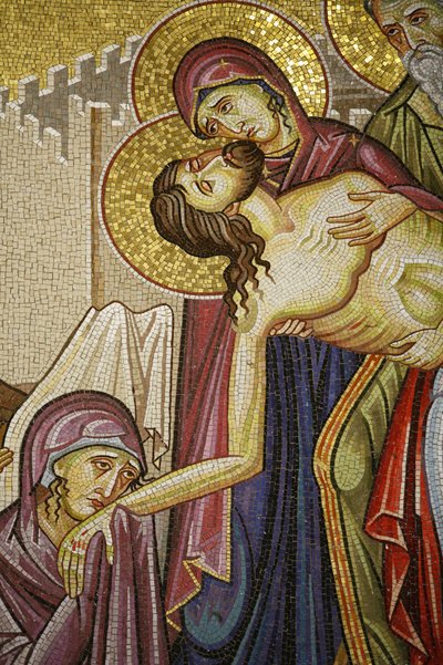 Mozaïek van de dood van Christus in de Heilig Grafkerk, Jeruzalem, Israël door Unbekannt