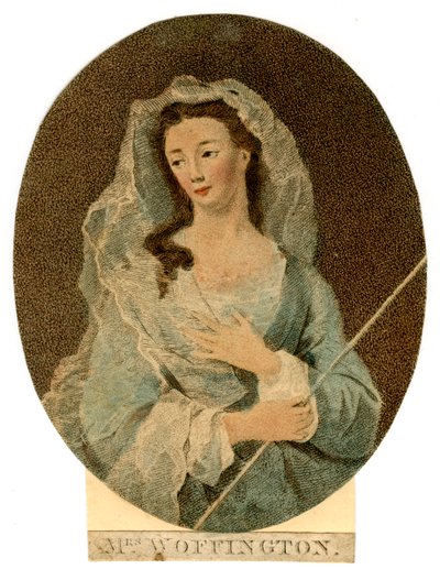 Mevrouw Woffington, ca. 1760 door Unbekannt