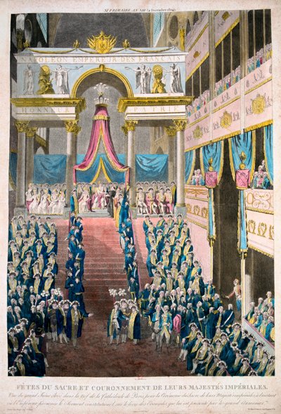Napoleon Bonaparte wordt gekroond tot Keizer Napoleon I, 2 december, 1804, 19e eeuw door Unbekannt