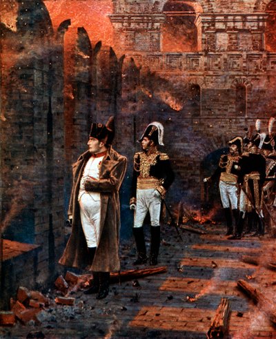 Napoleon en zijn staf kijken naar de brand van Moskou, 1812, eind 19e eeuw door Unbekannt