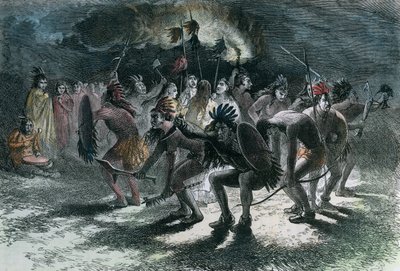Inheemse Amerikaanse scalpdans, c1875 door Unbekannt