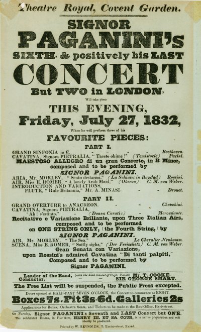 Niccolo Paganini - affiche door Unbekannt
