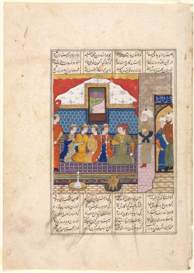 Nushirwan stuurt Mihran Sitad om de dochter van de koning van China te halen, ca. 1482 door Unbekannt