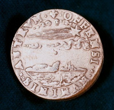 Voorzijde van een medaille ter herdenking van de heldere komeet van 1577 door Unbekannt
