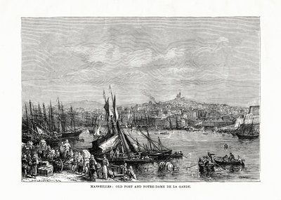 Oude haven en Notre Dame de la Garde, Marseille, Frankrijk, 1879 door Unbekannt