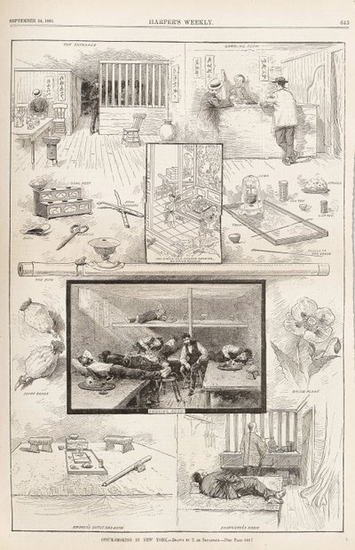 Opium roken in New York Uit Harpers Weekly, 24 september 1881, 1881 door Unbekannt