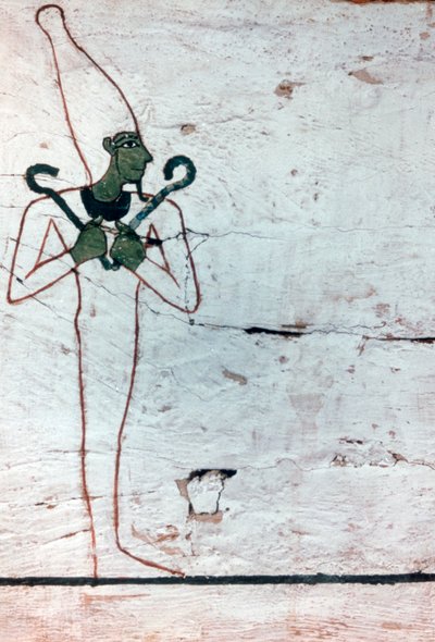 Osiris de god van de Doden, detail sarcofaag van De Dame van Madja, 18e Dynastie door Unbekannt