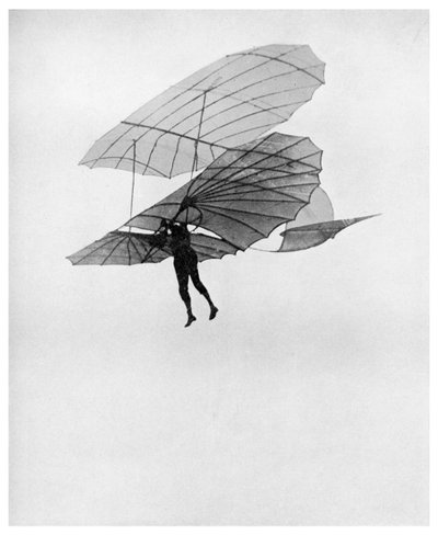 Otto Lilienthal maakt een van zijn laatste vluchten, 1896 1956 door Unbekannt