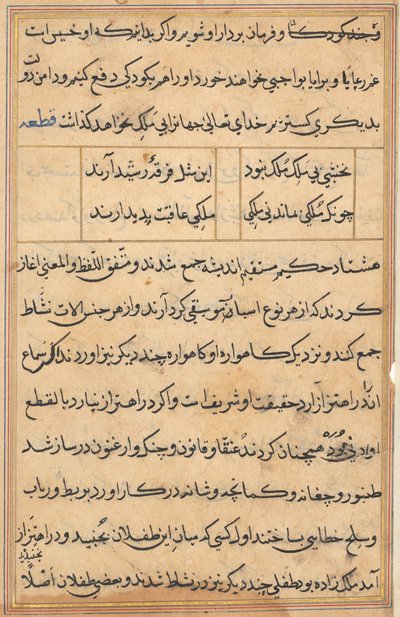 Pagina uit Tales of a Parrot Tuti-nama: tekstpagina, c. 1560 door Unbekannt
