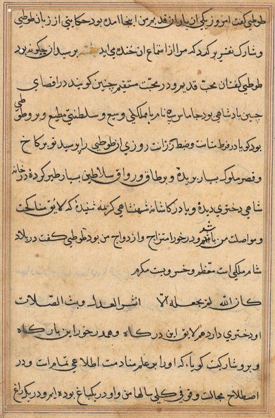 Pagina uit Verhalen van een Papegaai Tuti-nama: tekstpagina, ca. 1560 door Unbekannt