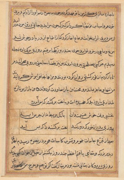 Pagina uit Verhalen van een papegaai Tuti-nama: tekstpagina, ca. 1560 door Unbekannt