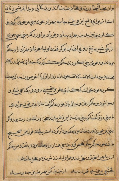 Pagina uit Verhalen van een papegaai Tuti-nama: tekstpagina, ca. 1560 door Unbekannt