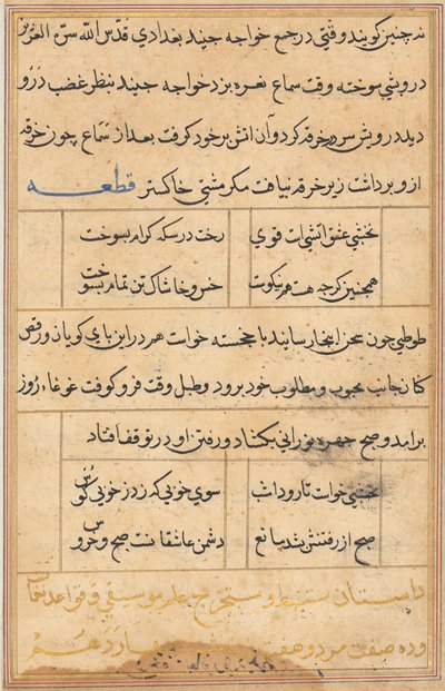 Pagina uit Verhalen van een papegaai Tuti-nama: tekstpagina, ca. 1560 door Unbekannt