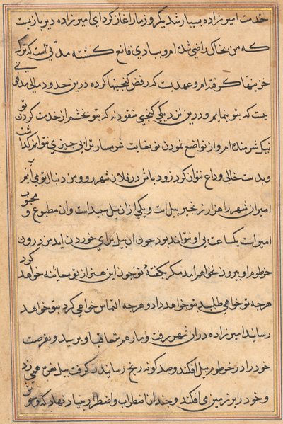 Pagina uit Verhalen van een papegaai Tuti-nama: tekstpagina, ca. 1560 door Unbekannt