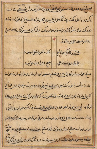 Pagina uit Verhalen van een Papegaai Tuti-nama: tekstpagina, ca. 1560 door Unbekannt