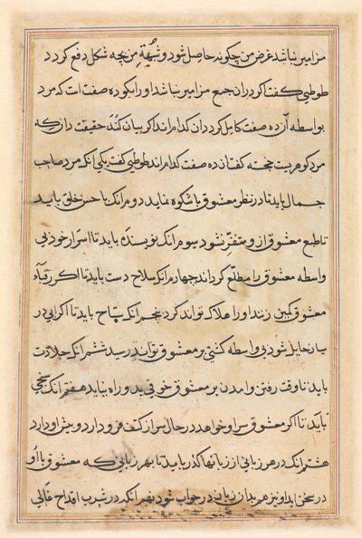 Pagina uit Verhalen van een Papegaai Tuti-nama: tekstpagina, c. 1560 door Unbekannt