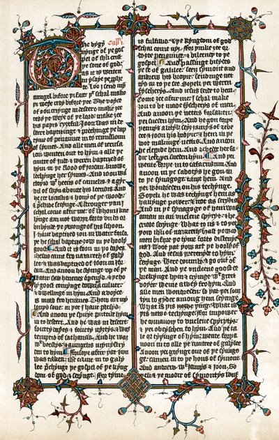 Pagina uit Wycliffes vertaling van de Bijbel in het Engels, ca. 1400 door Unbekannt