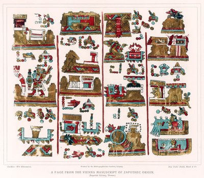 Pagina uit het Wenen Nahua-manuscript van Zapoteekse oorsprong, Mexico door Unbekannt
