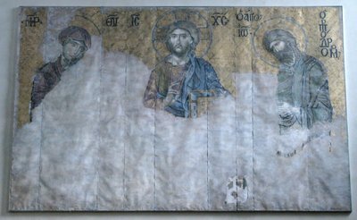 Geschilderde kopie van Deesis-mozaïek, Byzantijns, begin 20e eeuw origineel gedateerd 13e eeuw door Unbekannt