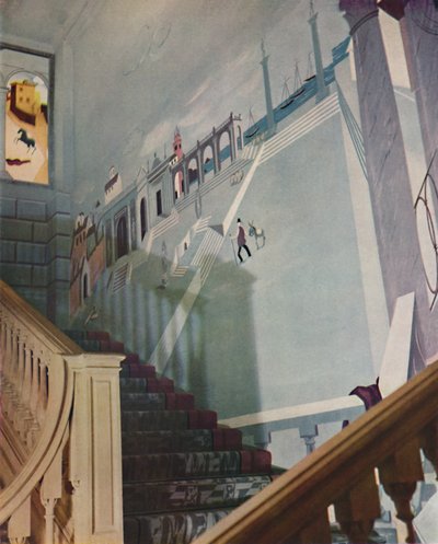 Geschilderde fresco voor een trap door Unbekannt