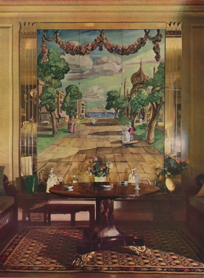 Paneel met Regency Brighton, geflankeerd door spiegels, 1933 door Unbekannt