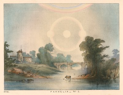Parhelia nepszonnen gecombineerd met een halo en regenboog door Unbekannt