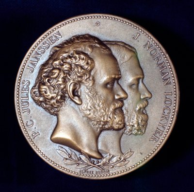 Pierre Janssen en Joseph Norman Lockyer, Franse en Engelse astronomen, 1868 door Unbekannt