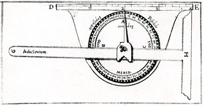 Planimeter gebruikt in combinatie met een winkelhaak voor landmeten, 1605 door Unbekannt