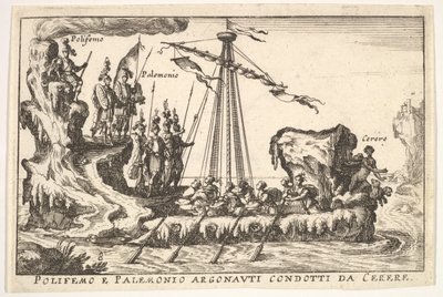 Plaat 8: Polyphemus en Palemonius geleid door Ceres Polifemo e Palemonio Argonauti condotti d... door Unbekannt
