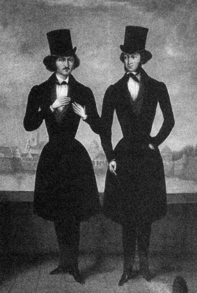 Portret van Alexander Pushkin en Nikolai Gogol, eerste kwart van de 19e eeuw door Unbekannt