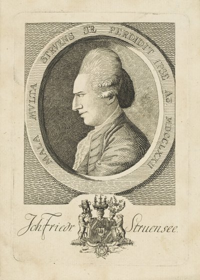 Portret van Graaf Johann Friedrich Struensee, 1737-1772, 1773 door Unbekannt