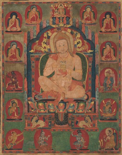 Portret van Jnanatapa Bijgestaan door Lamas en Mahasiddhas, ca. 1350 door Unbekannt